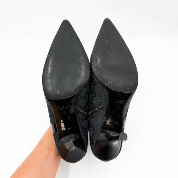 Gucci GG Canvas Pointed Toe Ankle Boots Heels Size 8 - Picture 12 of 15